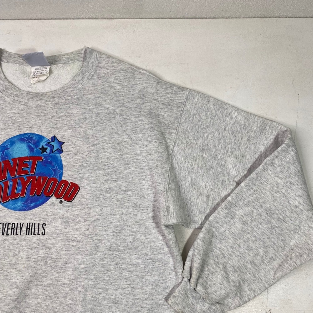 Vintage Planet Hollywood Beverly Hills Sweatshirt Gray XL Made in USA 90s Crew - Picture 5 of 16
